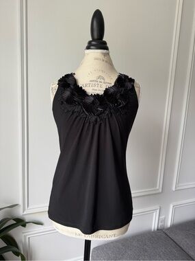 Black Floral Sleeveless Blouse